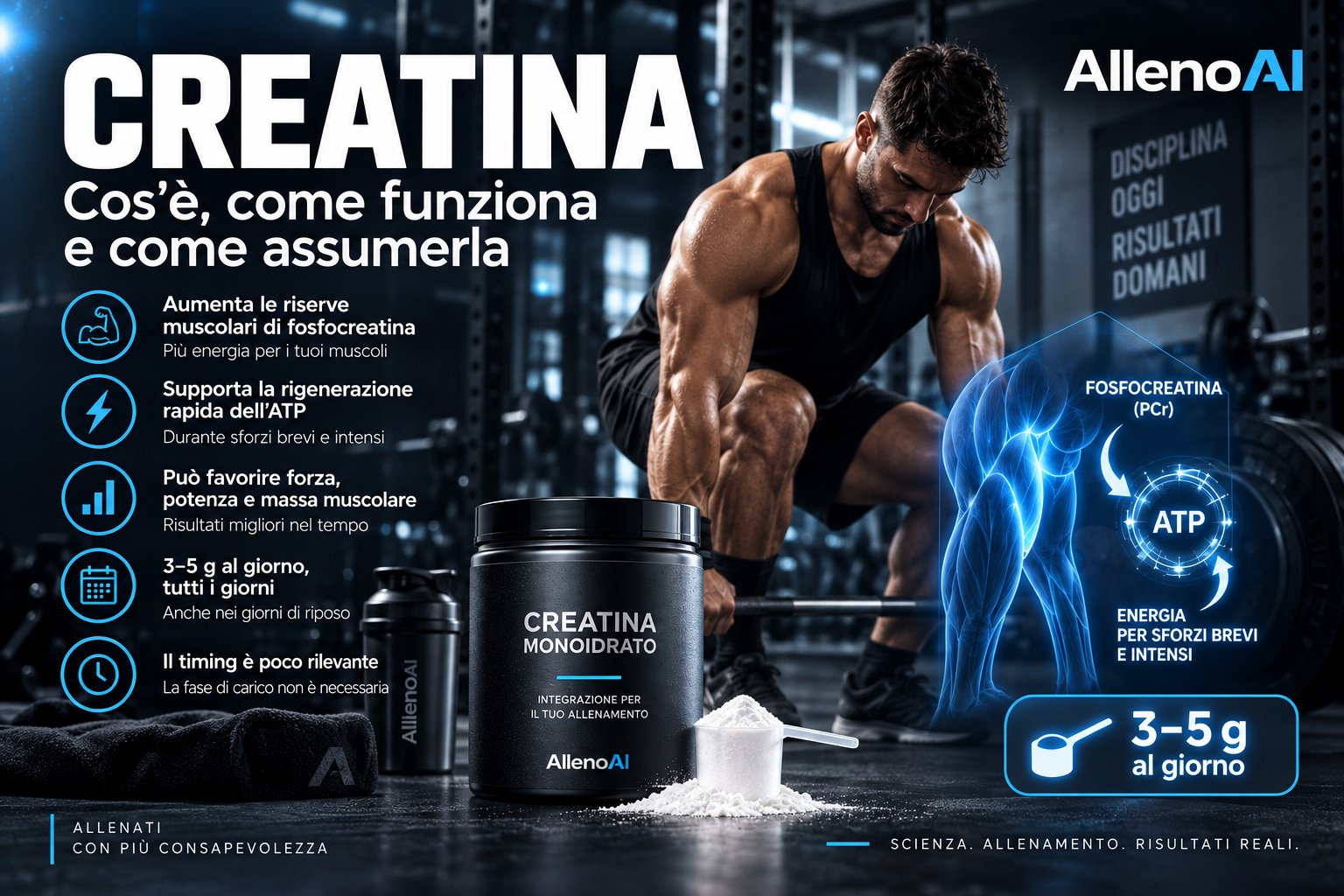 Creatina: cos'è, come funziona e come assumerla